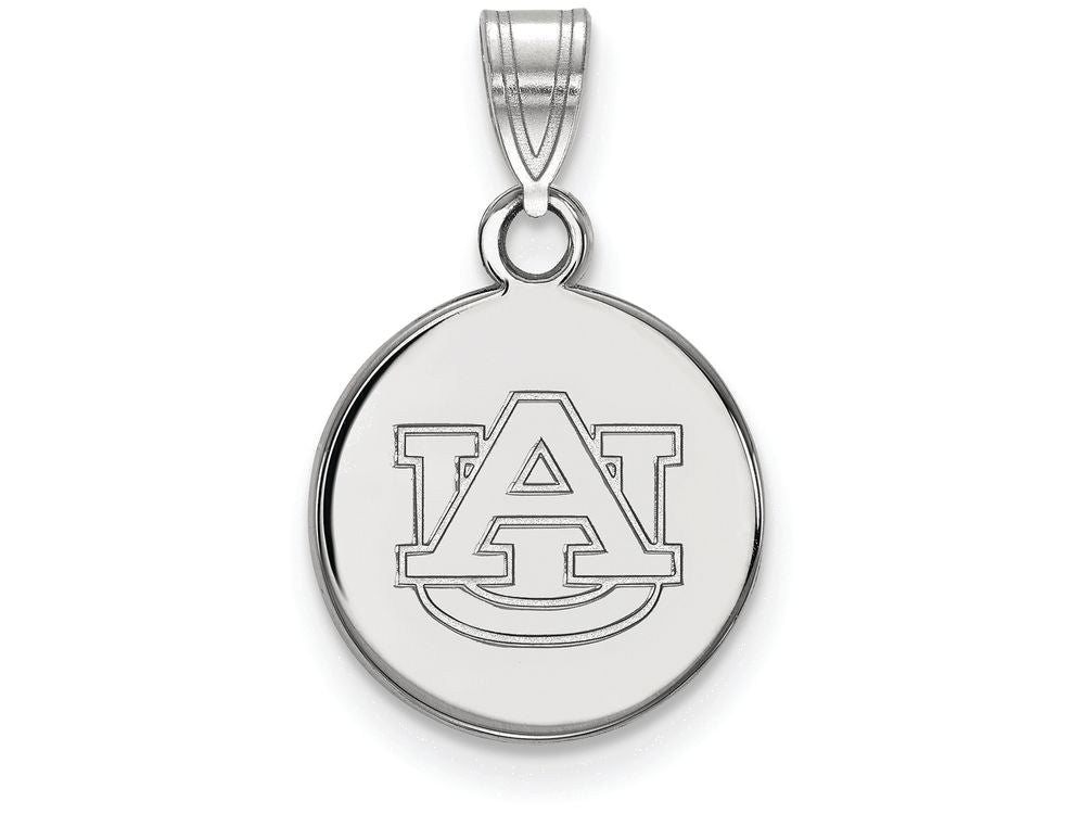 LogoArt Sterling Silver Auburn University Small Disc Pendant Necklace