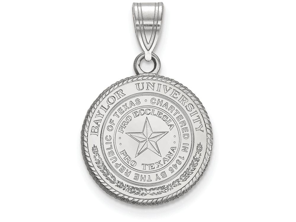 LogoArt Sterling Silver Baylor University Medium Crest Pendant Necklace