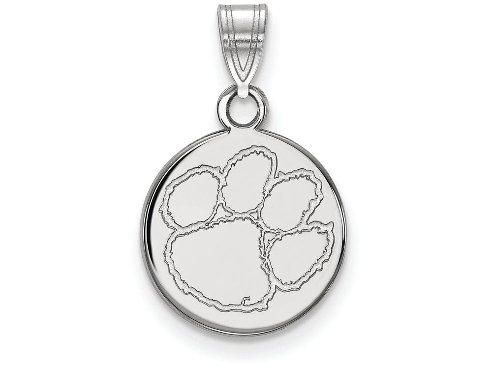 LogoArt Sterling Silver Clemson University Small Disc Pendant Necklace