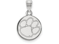 LogoArt Sterling Silver Clemson University Small Disc Pendant Necklace