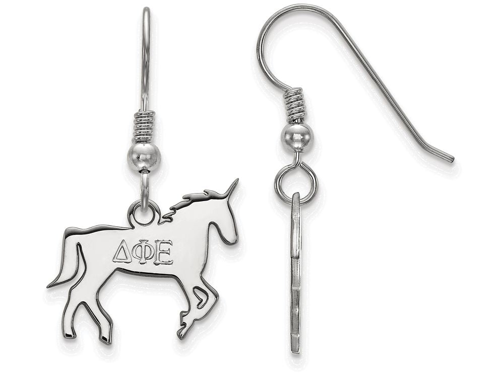 LogoArt Sterling Silver Delta Phi Epsilon Medium Dangle Earrings