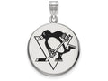 LogoArt Sterling Silver Pittsburgh Penguins Large Enamel Disc Pendant Necklace