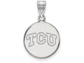 LogoArt Sterling Silver Texas Christian University Medium Disc Pendant Necklace