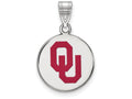 LogoArt Sterling Silver Oklahoma Medium Enamel Disc Pendant Necklace
