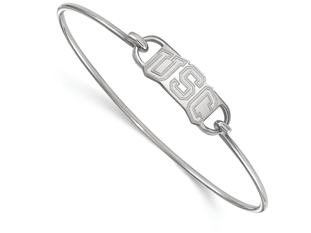 Logoart 925 Sterling Silver University Of Southern California Small Ctr Wire Bangle