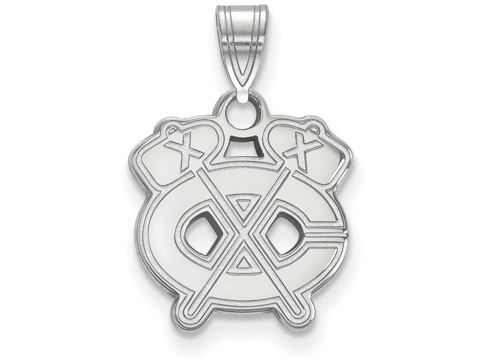 LogoArt Sterling Silver Chicago Blackhawks Small Pendant Necklace