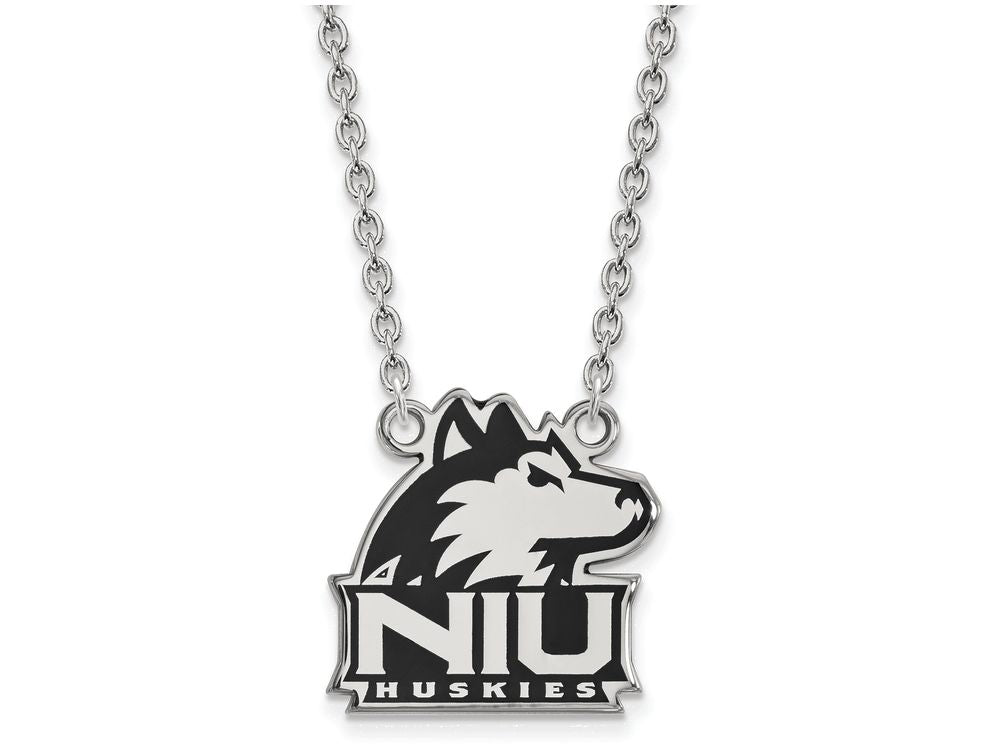 LogoArt Sterling Silver Northern Illnois University Large Enamel Pendant Necklace