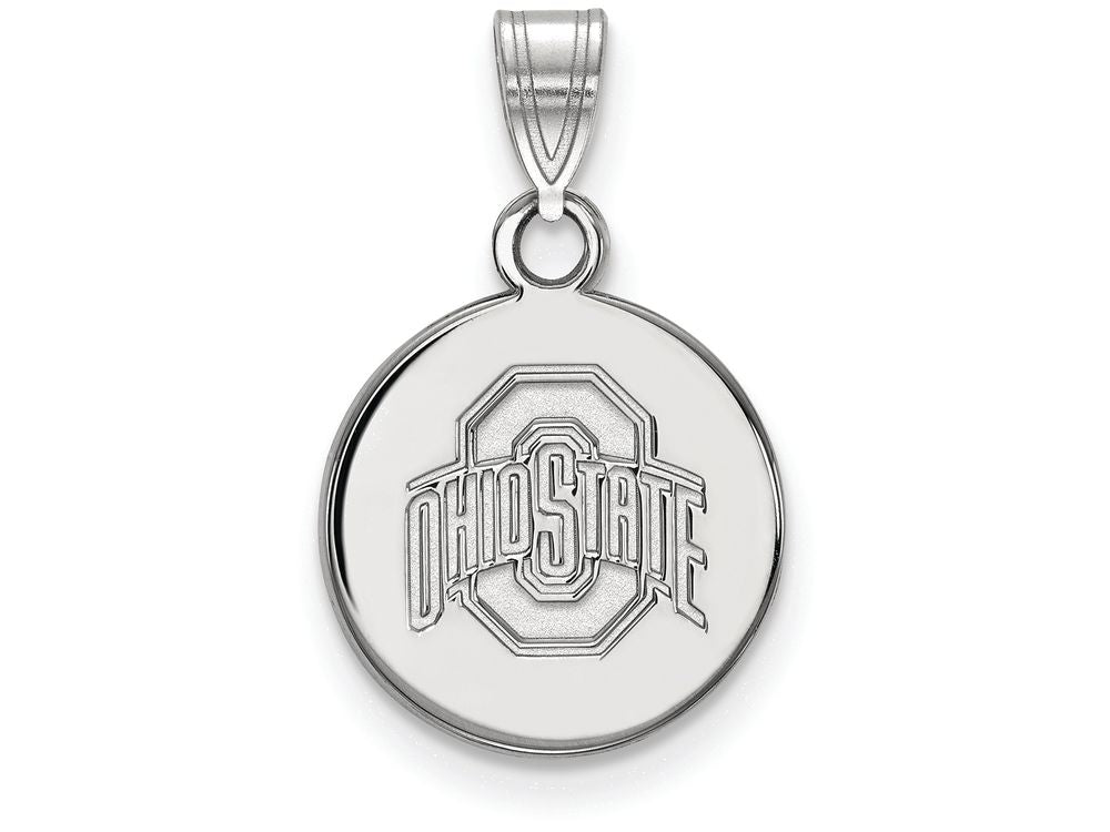LogoArt Sterling Silver Ohio State University Small Disc Pendant Necklace