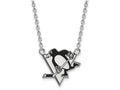 LogoArt Sterling Silver Pittsburgh Penguins Large Enamel Pendant Necklace