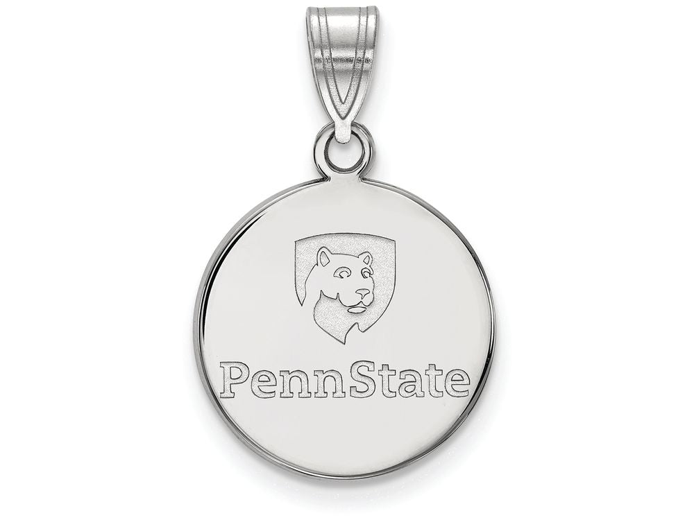LogoArt Sterling Silver Penn State University Medium Disc Pendant Necklace