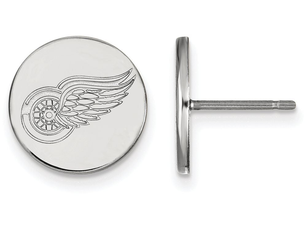LogoArt Sterling Silver Detroit Red Wings Small Disc Earrings