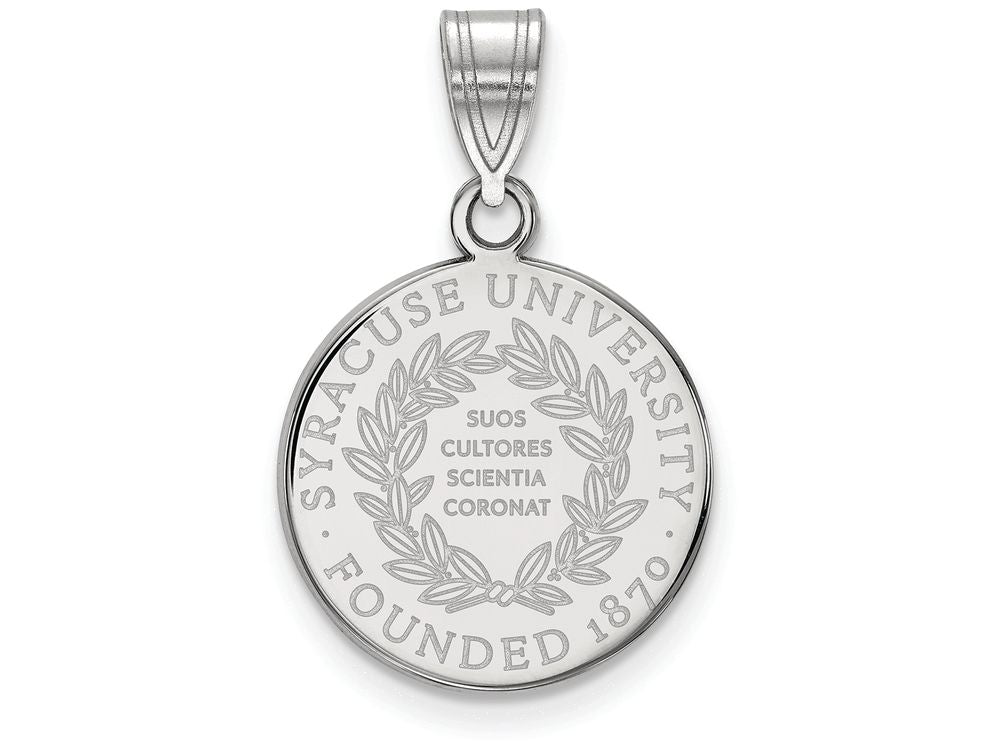 LogoArt Sterling Silver Syracuse University Medium Crest Pendant Necklace