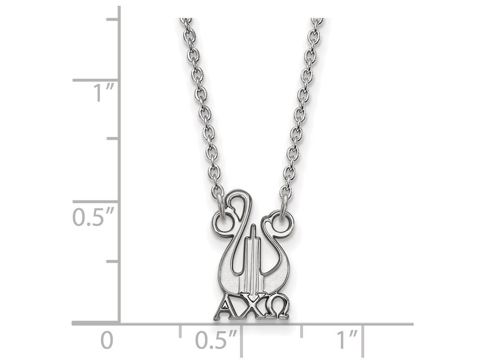 LogoArt Sterling Silver Alpha Chi Omega Extra Small Pendant Necklace With 18 Inch