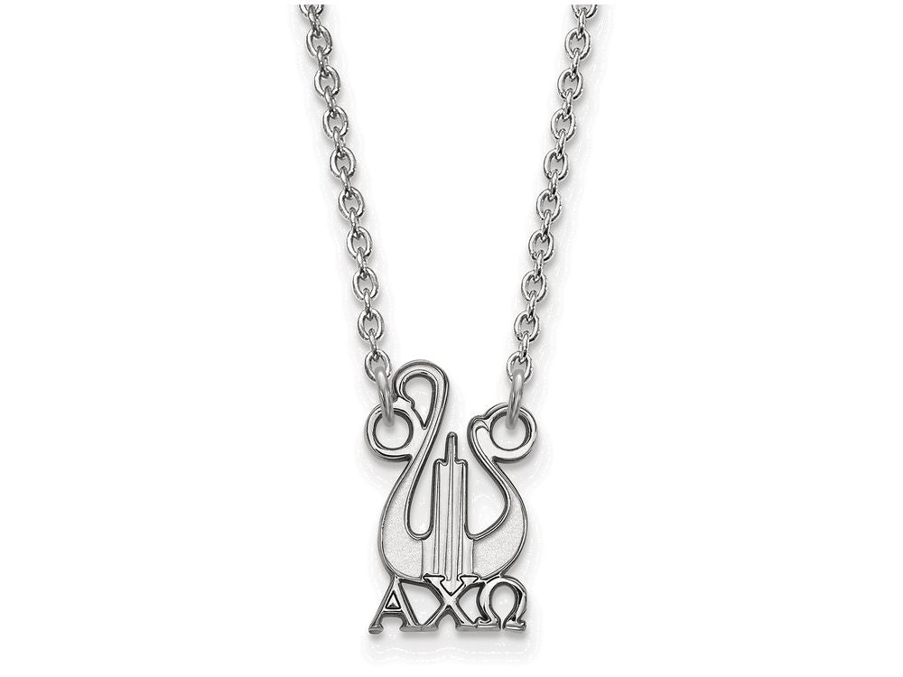 LogoArt Sterling Silver Alpha Chi Omega Extra Small Pendant Necklace With 18 Inch