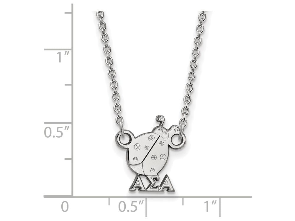 LogoArt Sterling Silver Alpha Sigma Alpha Extra Small Pendant Necklace With 18 Inch