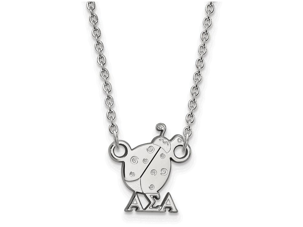 LogoArt Sterling Silver Alpha Sigma Alpha Extra Small Pendant Necklace With 18 Inch