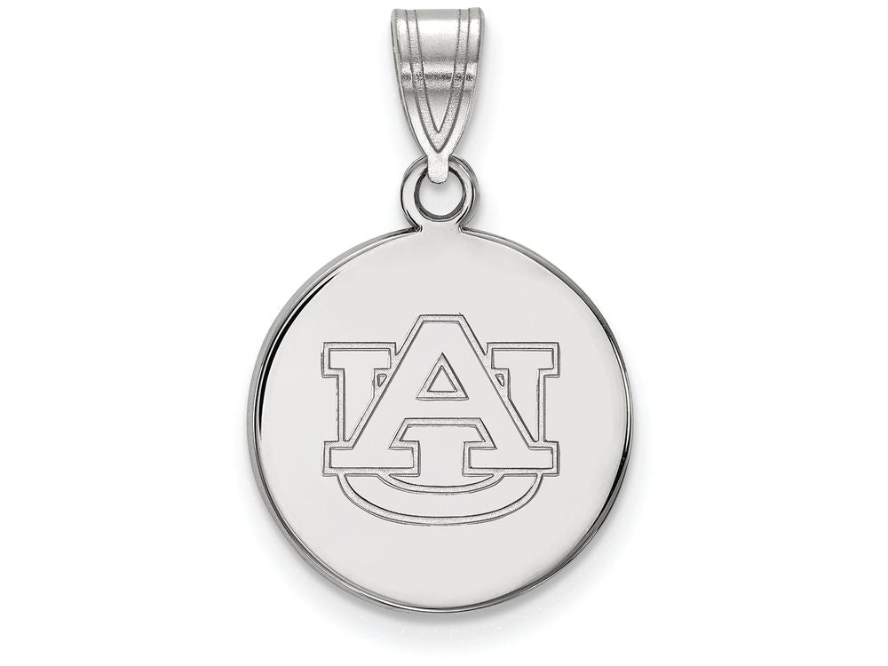 LogoArt Sterling Silver Auburn University Medium Disc Pendant Necklace
