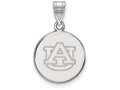LogoArt Sterling Silver Auburn University Medium Disc Pendant Necklace