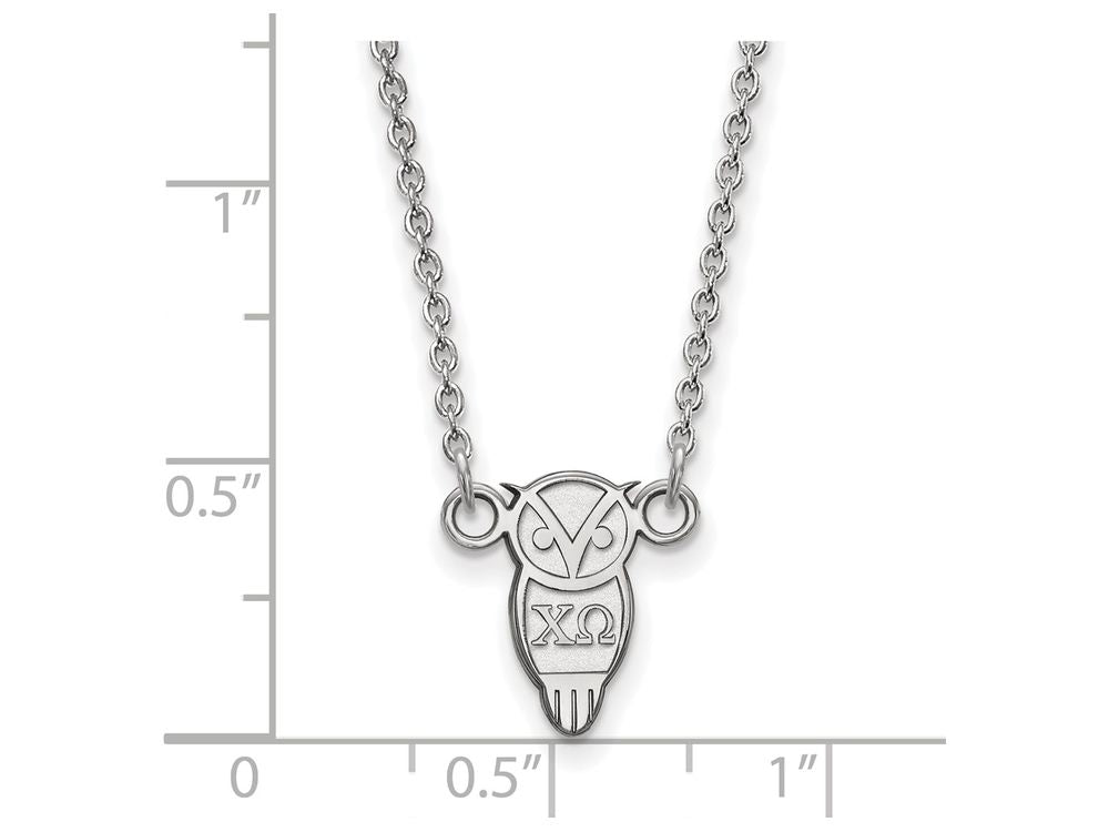 LogoArt Sterling Silver Chi Omega Extra Small Pendant Necklace With 18 Inch