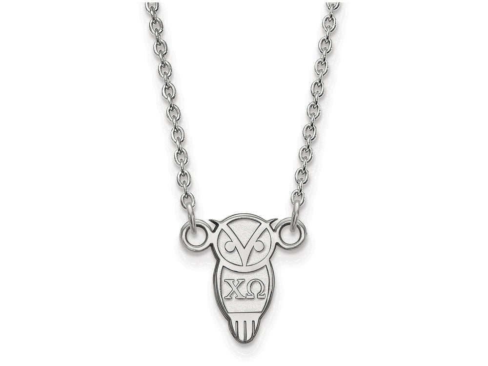 LogoArt Sterling Silver Chi Omega Extra Small Pendant Necklace With 18 Inch
