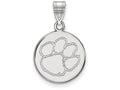 LogoArt Sterling Silver Clemson University Medium Disc Pendant Necklace