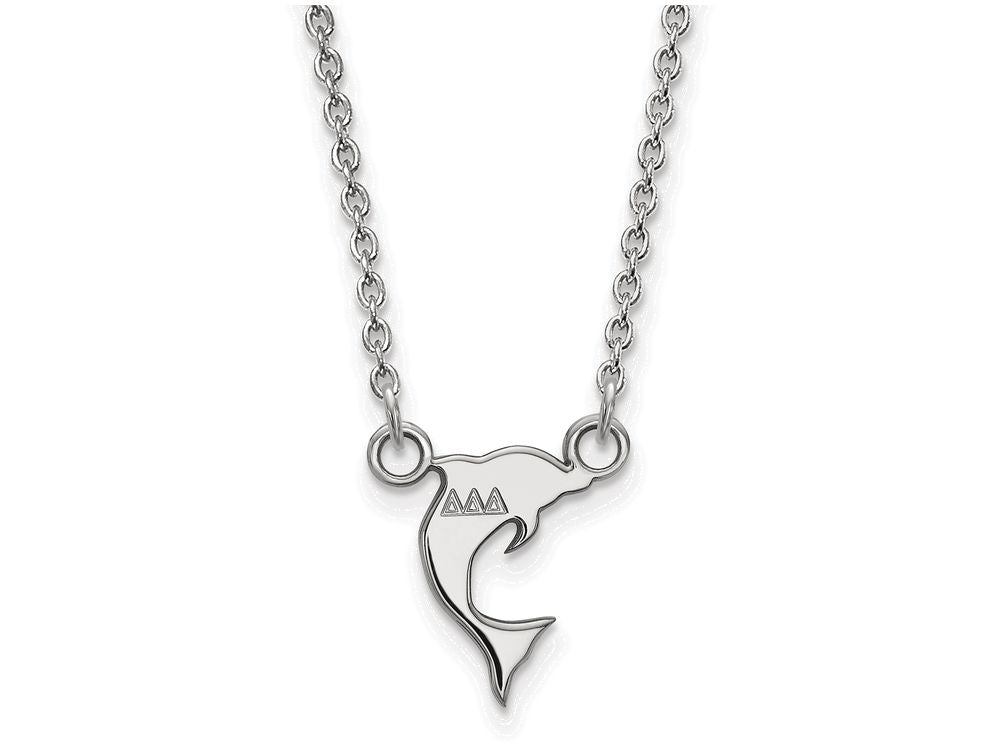 LogoArt Sterling Silver Delta Delta Delta Extra Small Pendant Necklace With 18 Inch