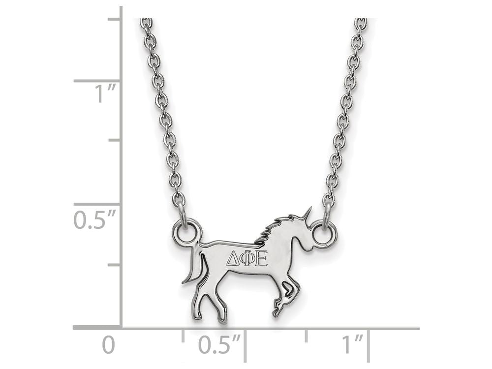 LogoArt Sterling Silver Delta Phi Epsilon Extra Small Pendant Necklace With 18 Inch