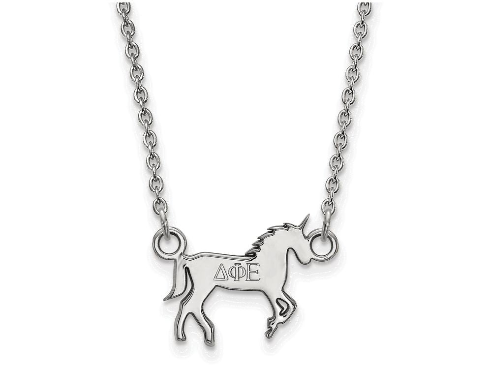 LogoArt Sterling Silver Delta Phi Epsilon Extra Small Pendant Necklace With 18 Inch