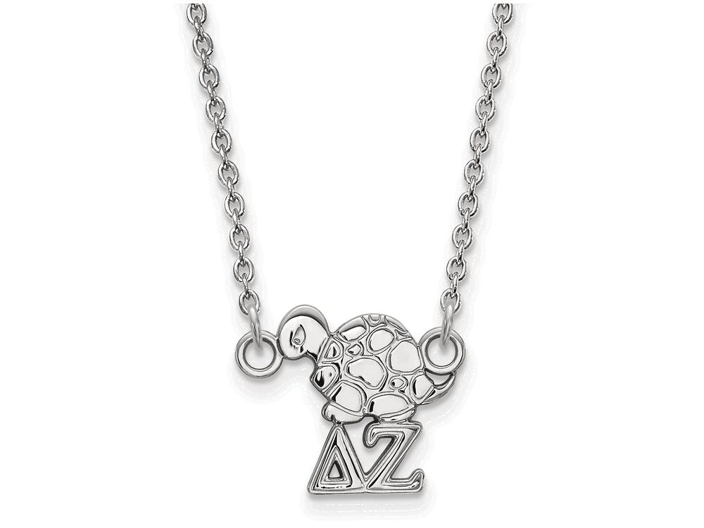 LogoArt Sterling Silver Delta Zeta Extra Small Pendant Necklace With 18 Inch