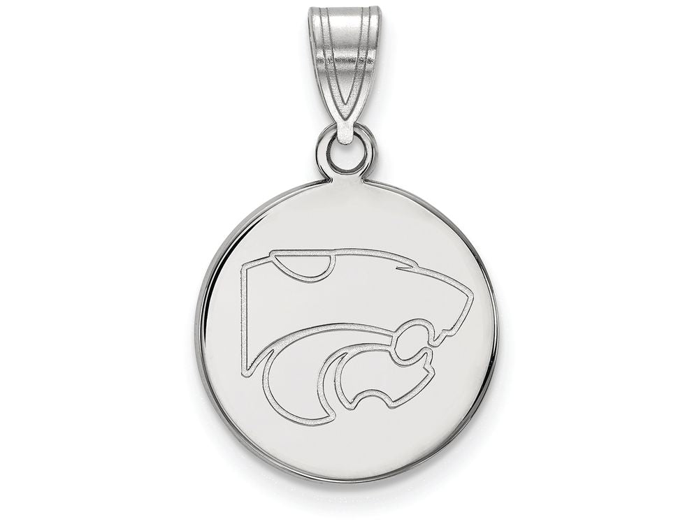 LogoArt Sterling Silver Kansas State University Medium Disc Pendant Necklace
