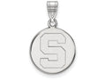 LogoArt Sterling Silver Michigan State University Medium Disc Pendant Necklace