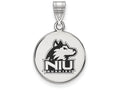 LogoArt Sterling Silver Northern Illinois University Medium Enamel Disc Pendant Necklace