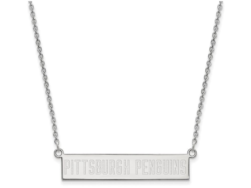 Logoart 925 Sterling Silver Pittsburh Penguins Small Bar Necklace