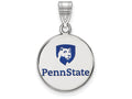 LogoArt Sterling Silver Penn State University Medium Enamel Disc Pendant Necklace