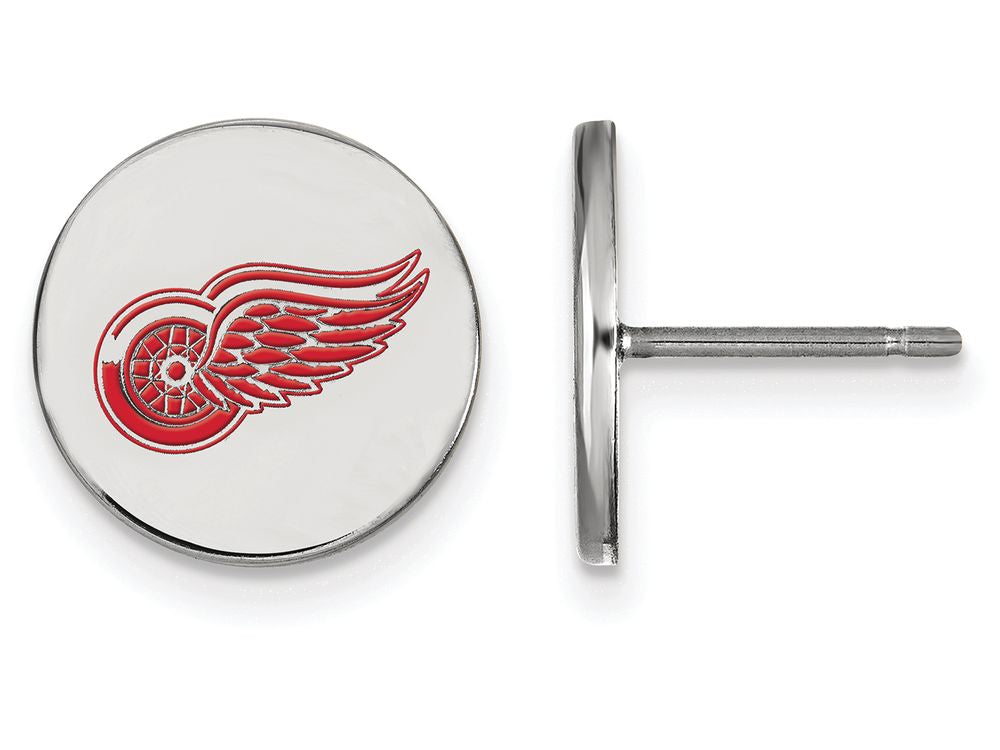 LogoArt Sterling Silver Detroit Red Wings Small Enamel Disc Earrings