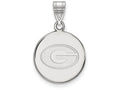 LogoArt Sterling Silver University Of Georgia Medium Disc Pendant Necklace