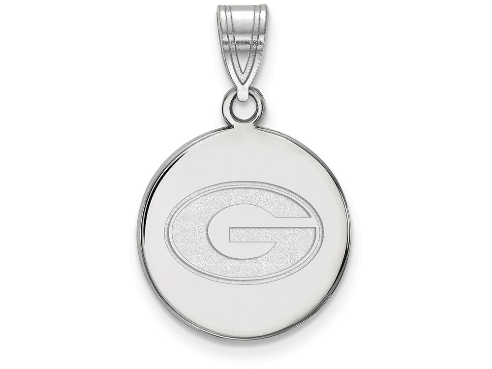 LogoArt Sterling Silver University Of Georgia Medium Disc Pendant Necklace