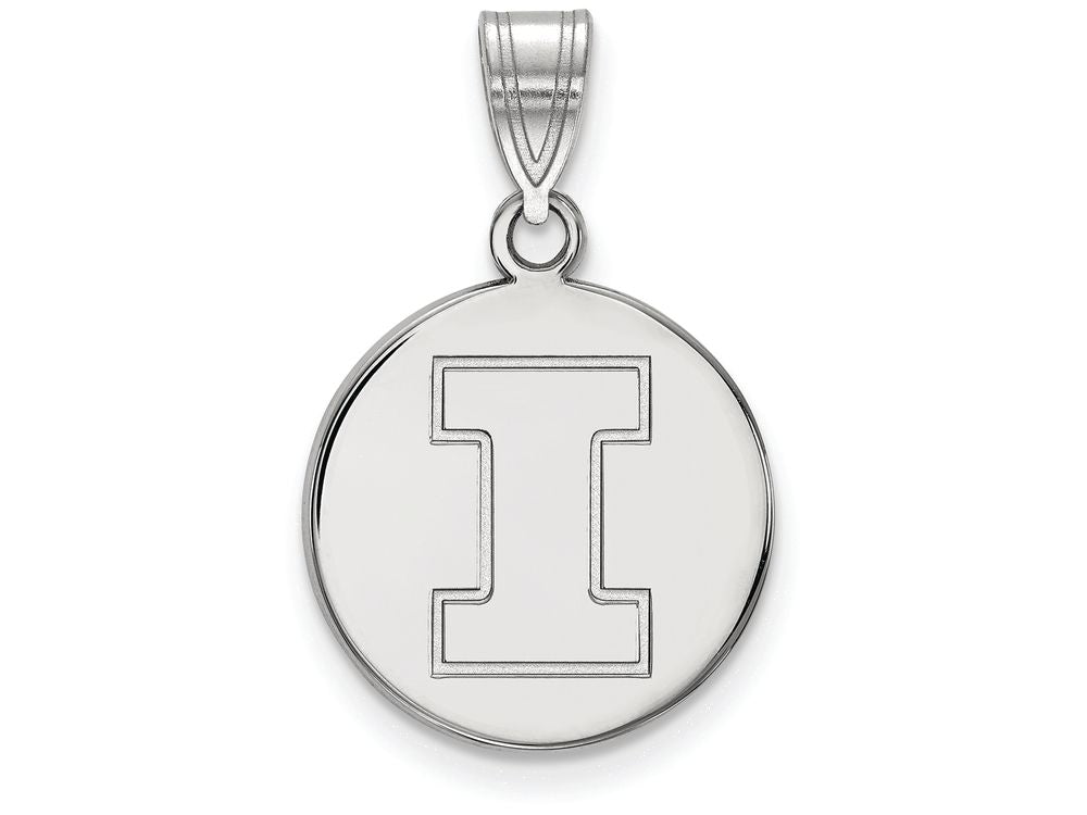 LogoArt Sterling Silver University Of Illinois Medium Disc Pendant Necklace