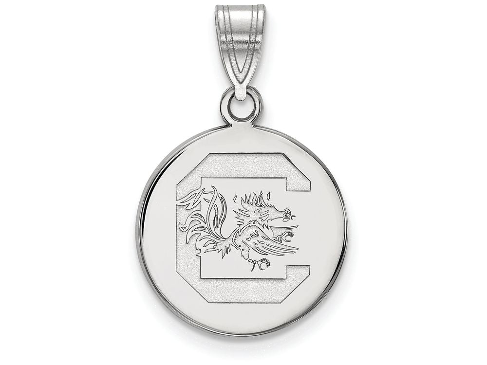 LogoArt Sterling Silver University Of South Carolina Medium Disc Pendant Necklace