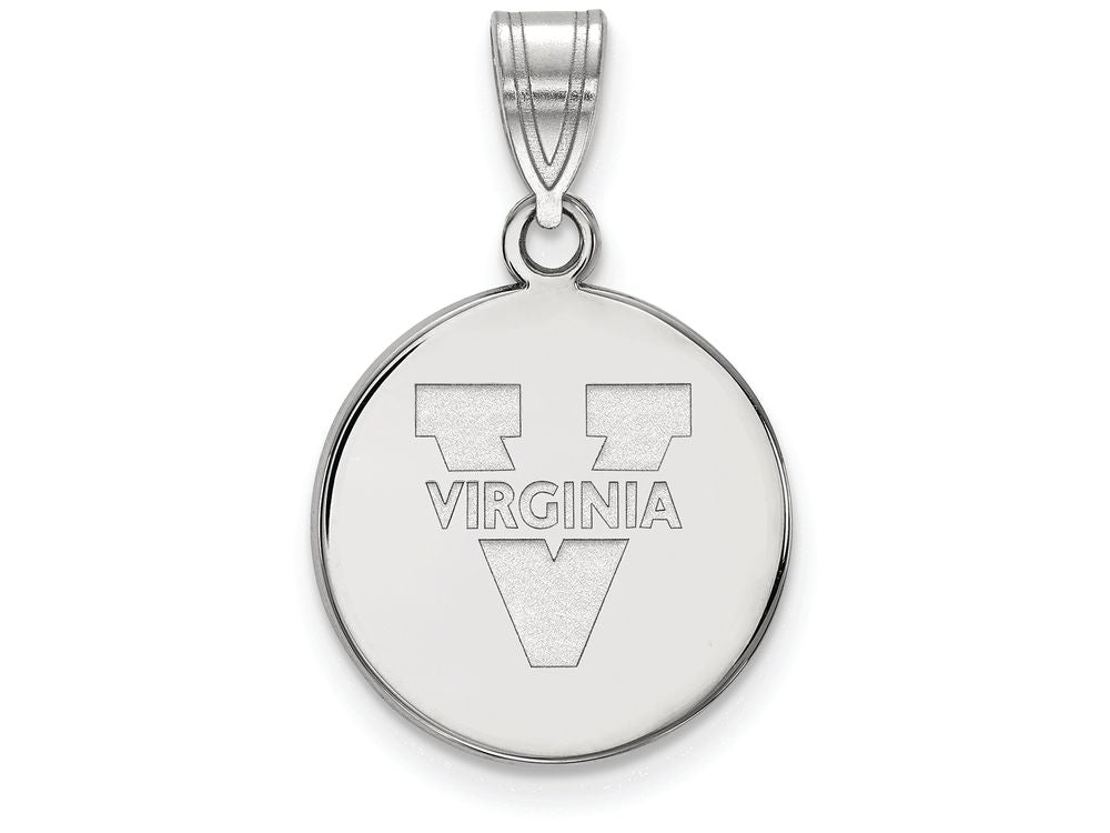 LogoArt Sterling Silver University Of Virginia Medium Disc Pendant Necklace