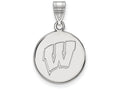 LogoArt Sterling Silver University Of Wisconsin Medium Disc Pendant Necklace