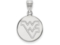 LogoArt Sterling Silver West Virginia University Medium Disc Pendant Necklace