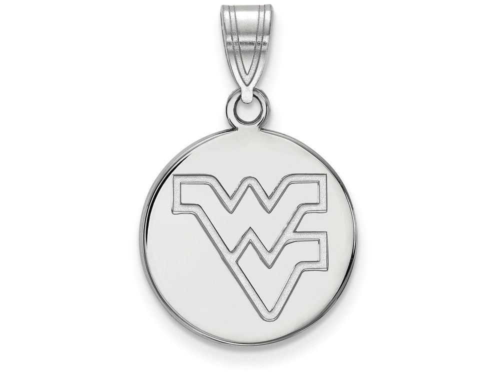 LogoArt Sterling Silver West Virginia University Medium Disc Pendant Necklace
