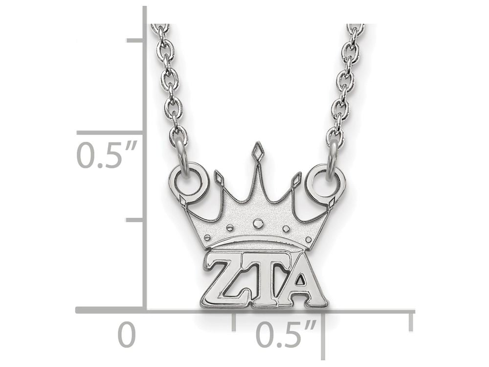 LogoArt Sterling Silver Zeta Tau Alpha Extra Small Pendant Necklace With 18 Inch