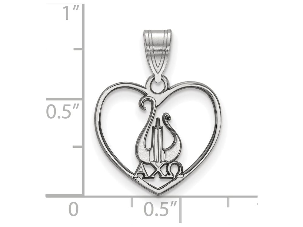 LogoArt Sterling Silver Alpha Chi Omega Heart Pendant Necklace