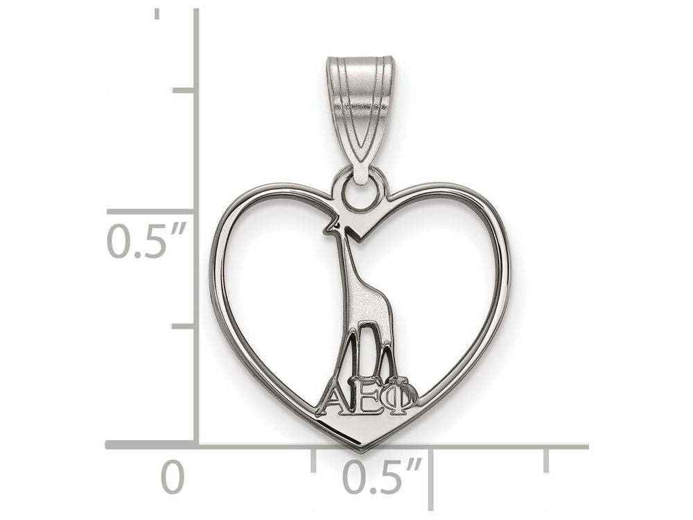 LogoArt Sterling Silver Alpha Epsilon Phi Heart Pendant Necklace