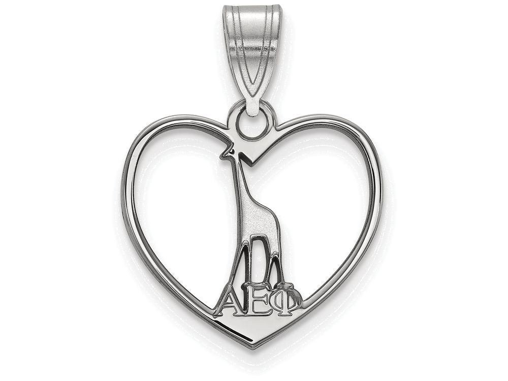 LogoArt Sterling Silver Alpha Epsilon Phi Heart Pendant Necklace