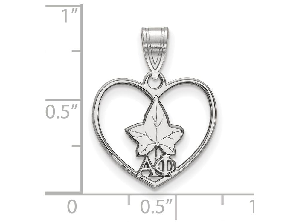 LogoArt Sterling Silver Alpha Phi Heart Pendant Necklace