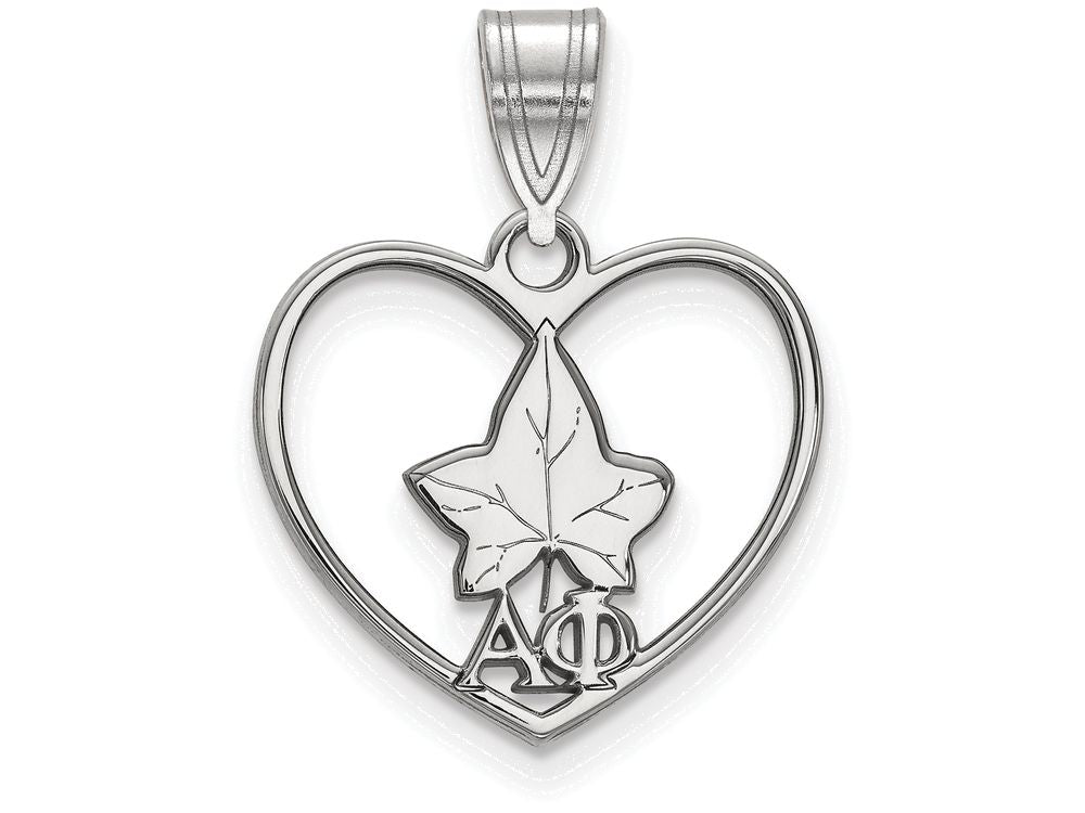 LogoArt Sterling Silver Alpha Phi Heart Pendant Necklace
