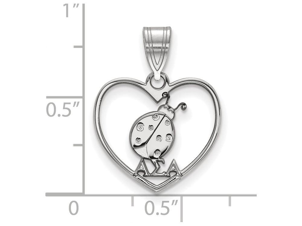 LogoArt Sterling Silver Alpha Sigma Alpha Heart Pendant Necklace
